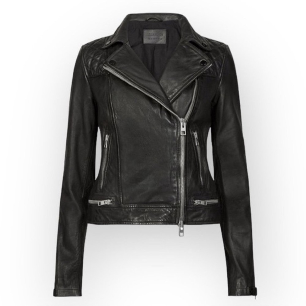 ALL SAINTS - All Saints Conroy Leather Biker Jacket UK 4 , US 0 -EU 32- NEW